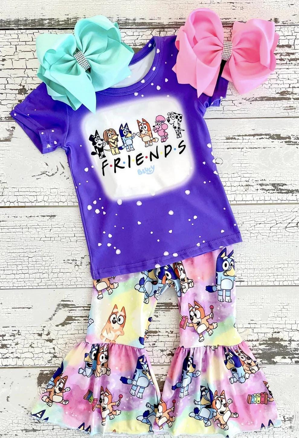 Purple Friends Dog Bell Bottom Outfit