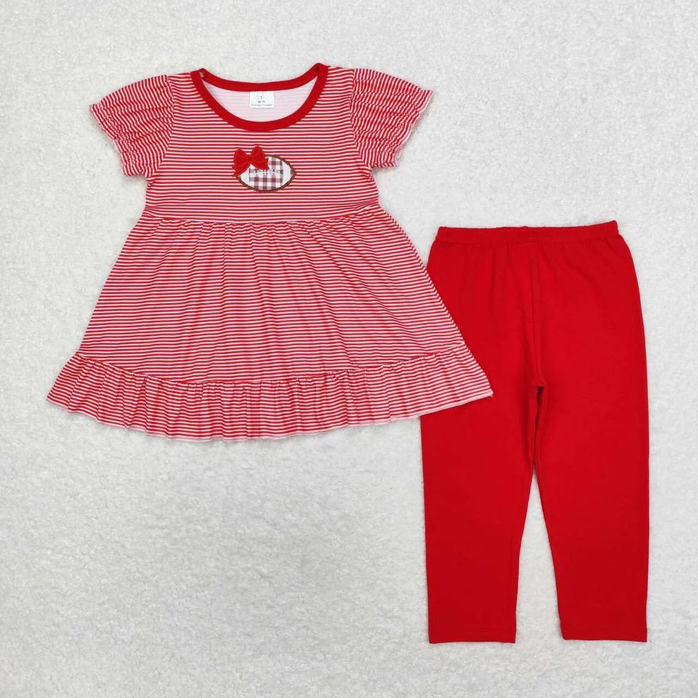 Red Embroidered Football Legging Outfit