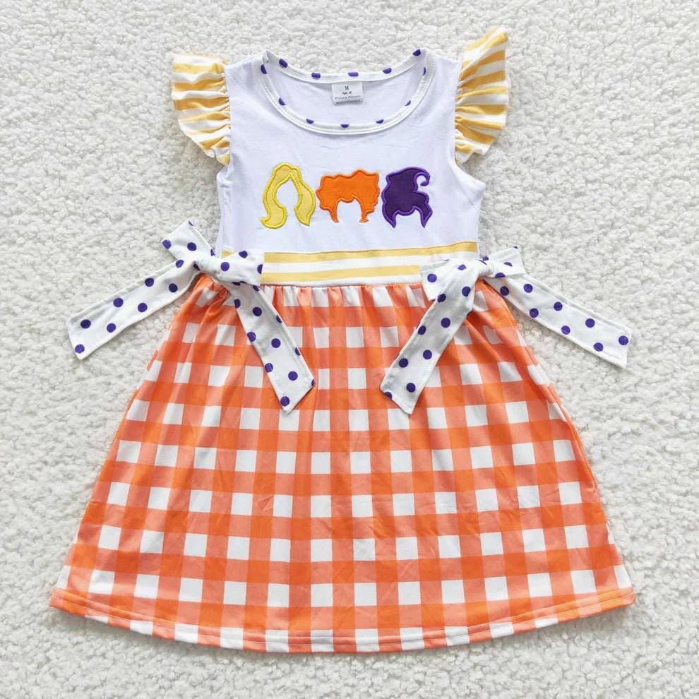 Halloween Hocus Pocus Girl Embroidery Dress