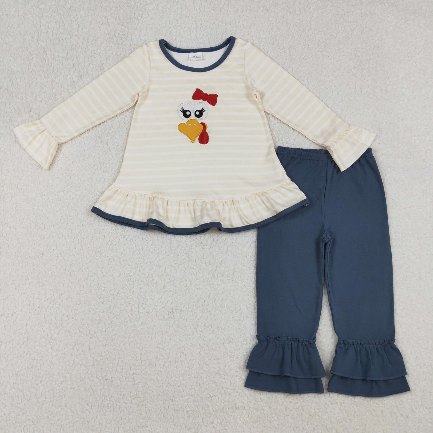Turkey Embroidered Ruffle Pants Set