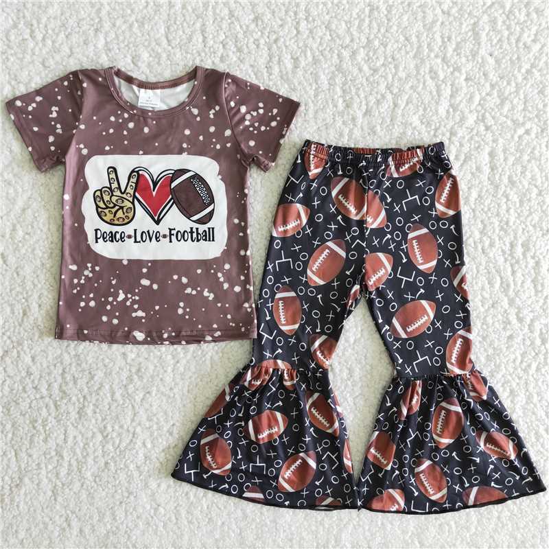 Brown Football Bell Bottom Set