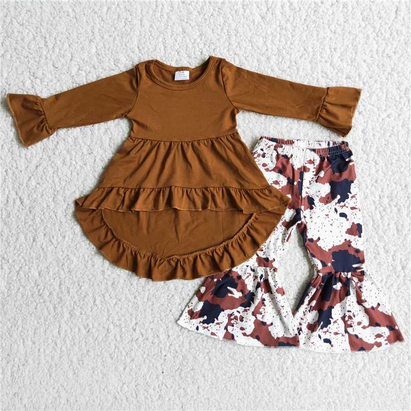 High Low Brown Cow Bell Bottom Outfit