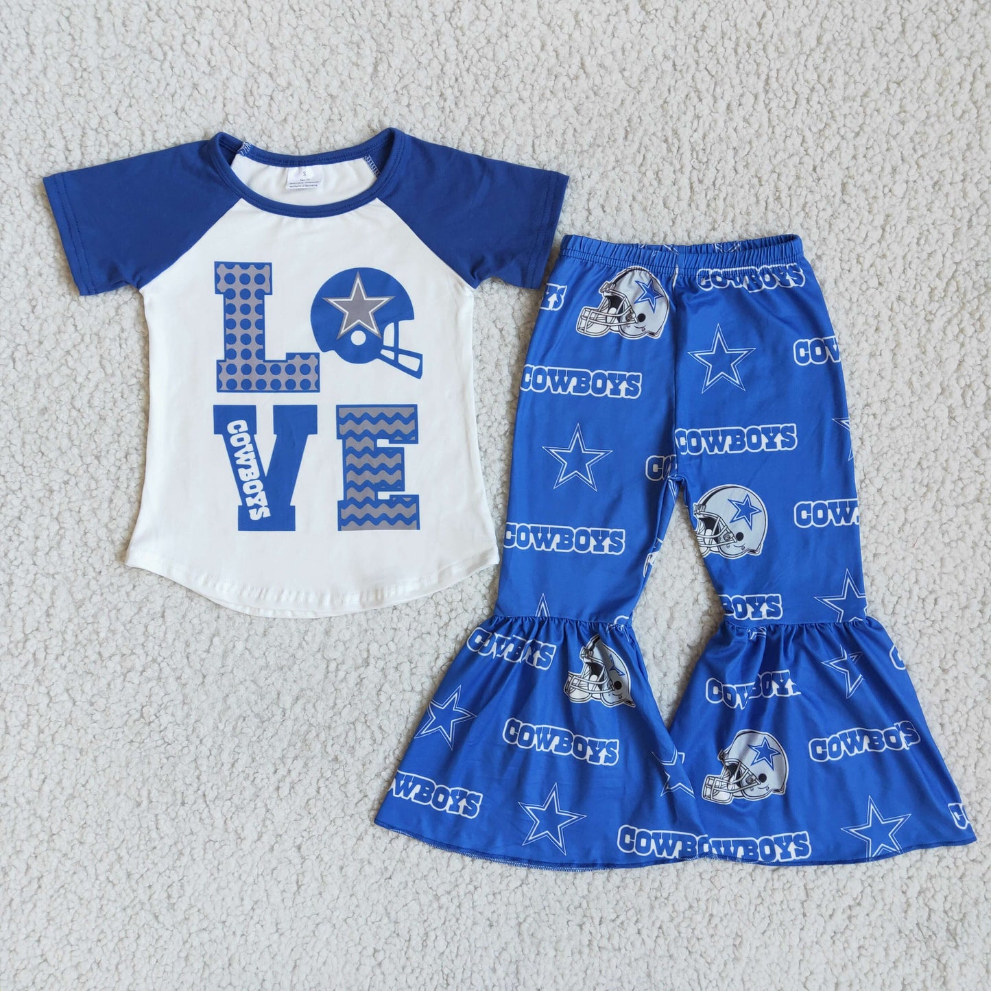 Blue Football Bell Bottom Set