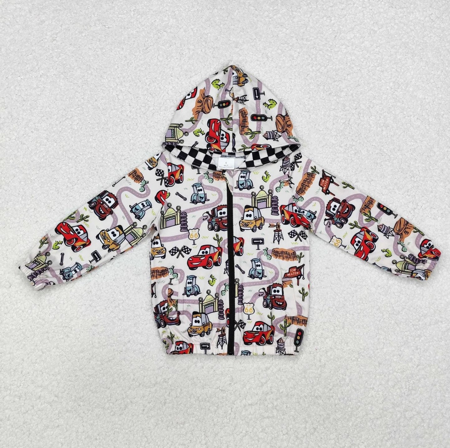Racing Car Print Zip Hoodie Jacket