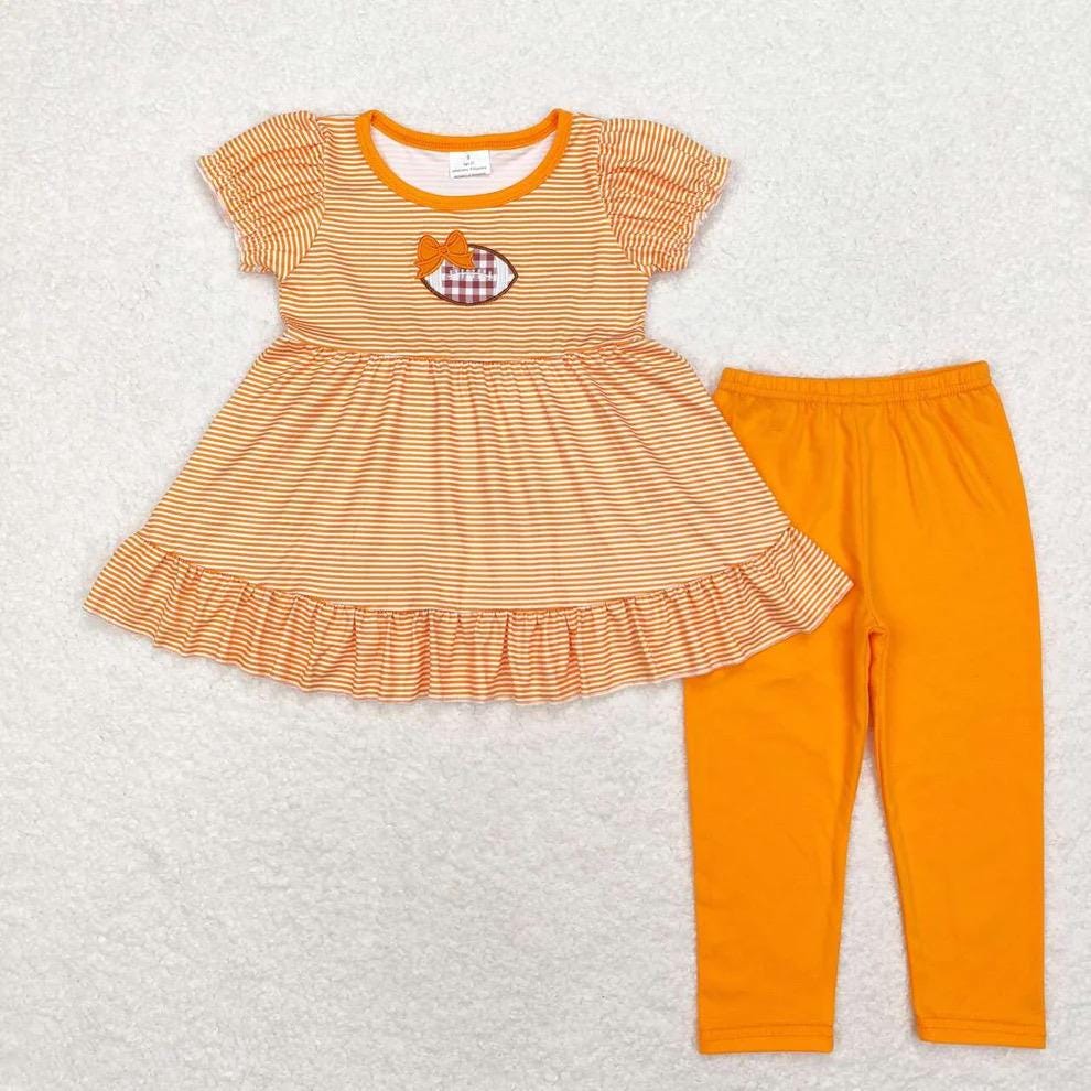 Orange Embroidered Football Legging Outfit
