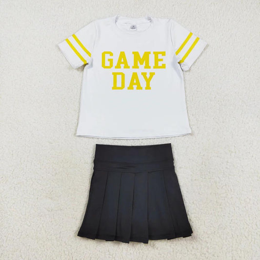 Black Gold White Game Day Skirt Outfit
