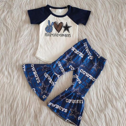 Baby Girls Peace Love Football Outfit