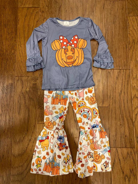 Theme Park Mouse Halloween Pumpkin Bell Bottom Outfit