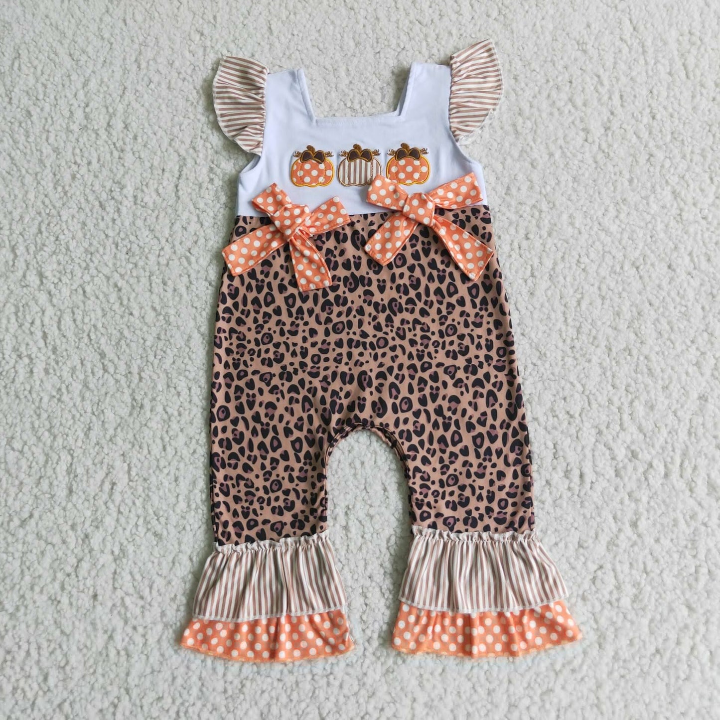 Pumpkin Embroidered Romper