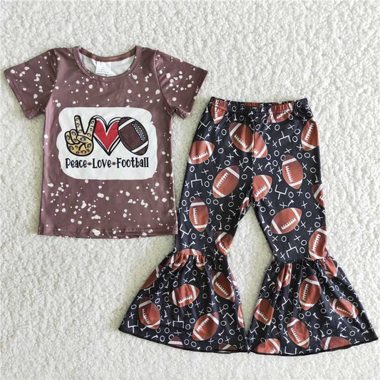 Brown Football Bell Bottom Set