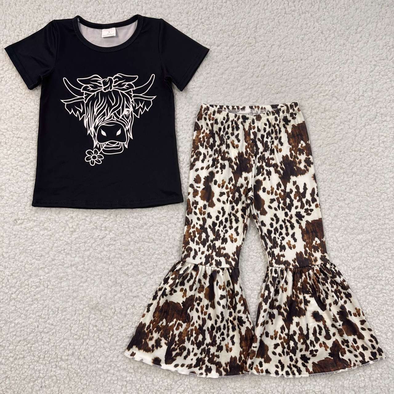 Western Cow Print Bell Bottom Set