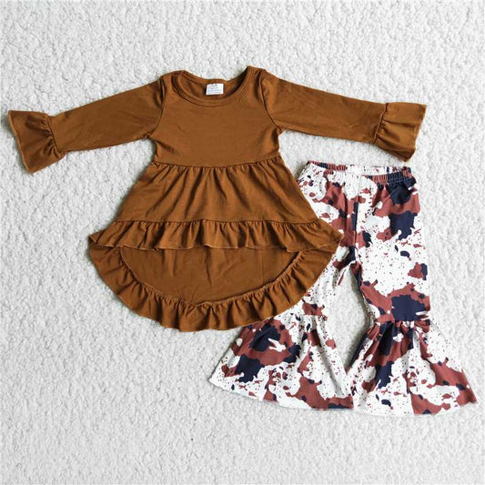 High Low Brown Cow Bell Bottom Outfit