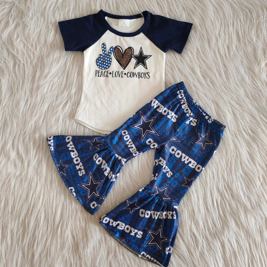 Peace Love Football Blue Bell Bottom Set