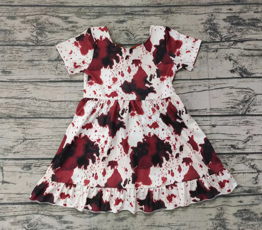 Brown Cow Print Bow Back Dress