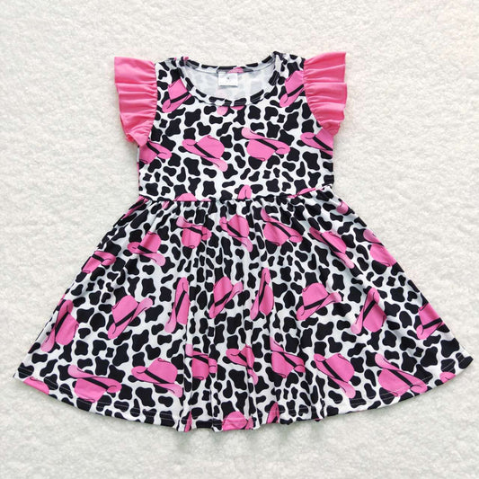 Pink Cowgirl Hat Flutter Dress