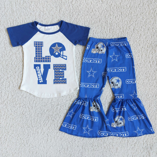 Blue Football Bell Bottom Set