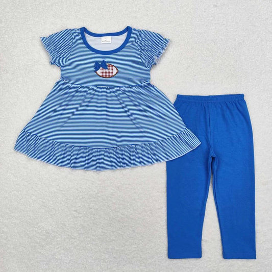 Blue Embroidered Football Legging Outfit