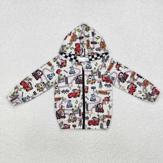 Racing Car Print Zip Hoodie Jacket