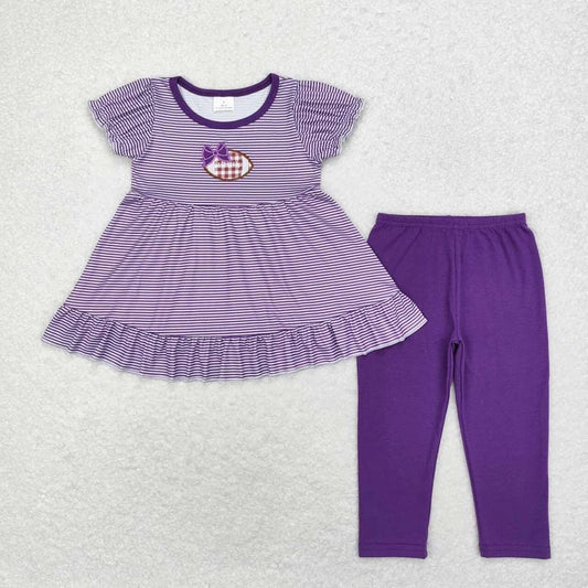 Purple Embroidered Football Legging Outfit