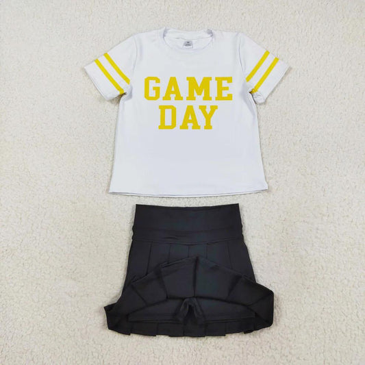 Black Gold White Game Day Skirt Outfit