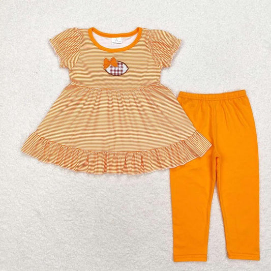 Orange Embroidered Football Legging Outfit